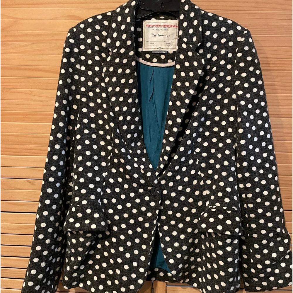 Cartonnier Black Blazer with White Polka Dots